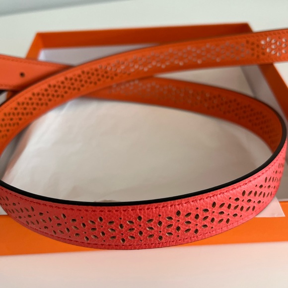 Hermes Reversible Belt - New, Never Worn Orange and Rose Jaipur - Picture 11 of 13